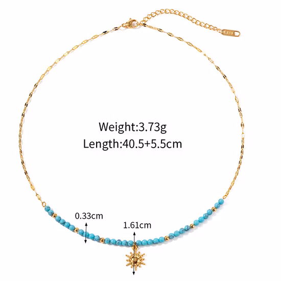 Ethnic Style Natural Stone Beaded Female Titanium Steel Hand Hung Necklace